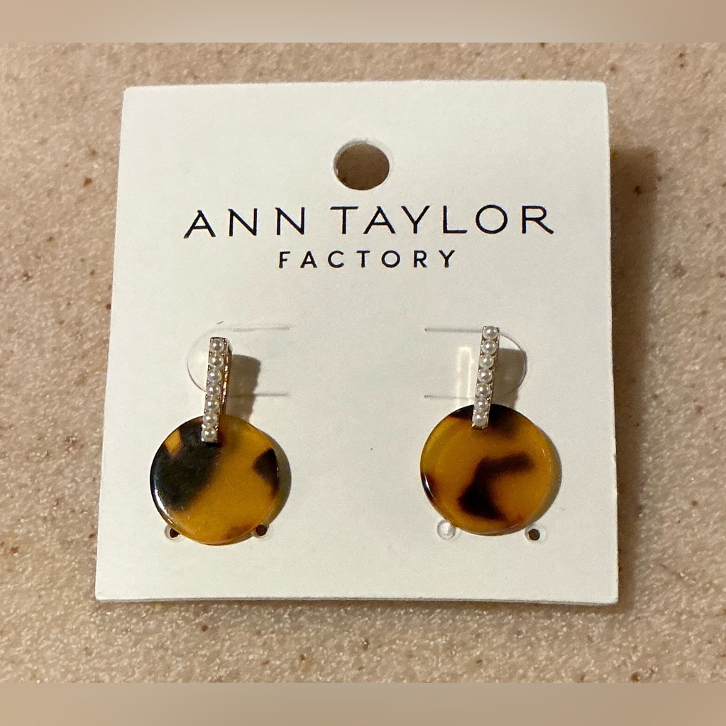Ann Taylor Factory Tortoiseshell Brown And Gold Earrings 15$